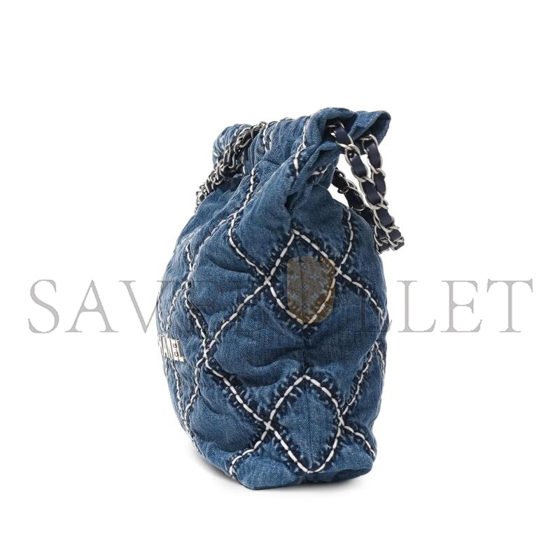 CHANEL MASTER DENIM QUILTED STITCHED SMALL CHANEL 22 BLUE AS3260 (37*35*7cm)